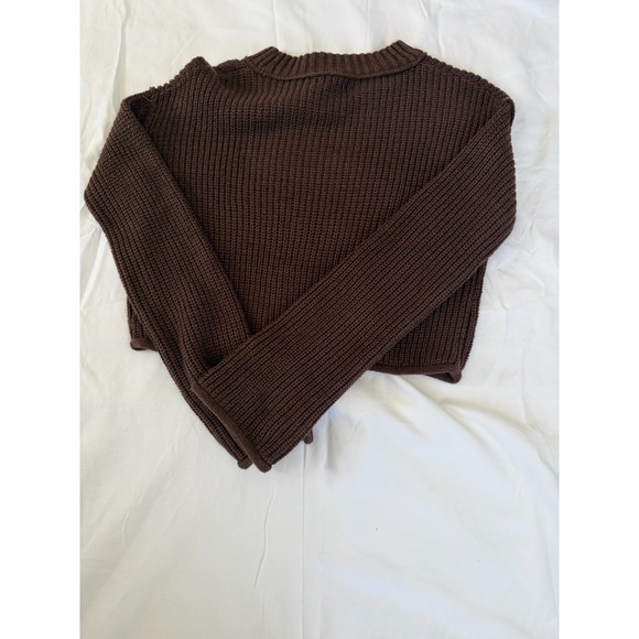 Wild Fable Dark Brown Cropped Knit Sweater XXS Long Sleeve - Picture 4 of 5